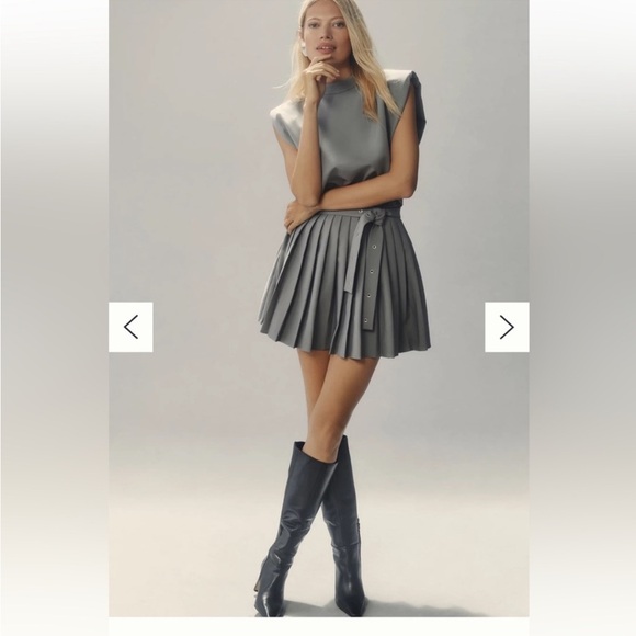 ISO Anthropologie Mare Mare Pleated Belted Grey Dress Size XXS/XS - Picture 2 of 3